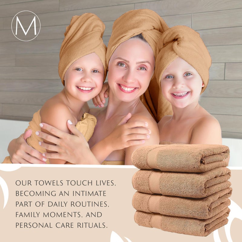 Maura Exquisite 4-Piece Turkish Bath Towel Set: Ultra-Soft, Thick, and Plush Towels for a Premium Hotel Experience in Timeless Classic Brown Elegance, Extra Large 30"x56" - Image 5